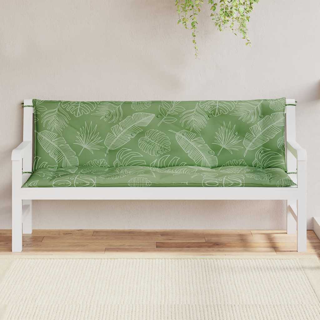 Almofadões banco jardim 2 pcs 150x50x7 cm tecido padrão folhas