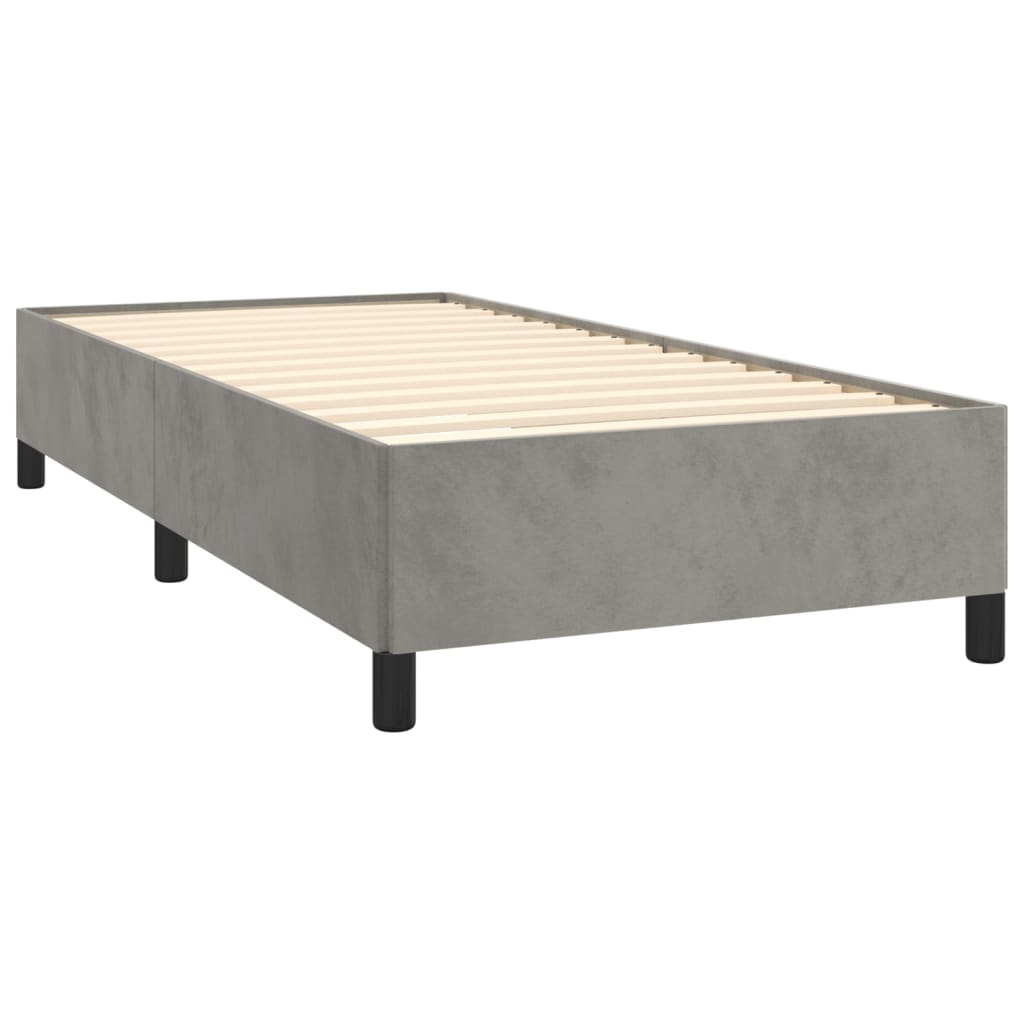 Cama com molas/colchão 80x200 cm veludo cinza-claro