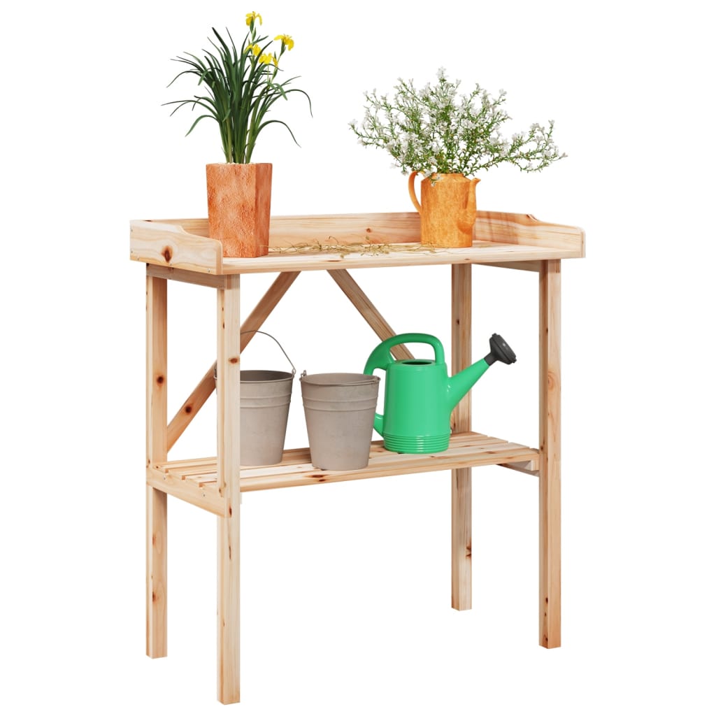 Mesa apoio p/ plantas c/ prateleira 78x38x82,5 cm abeto maciço