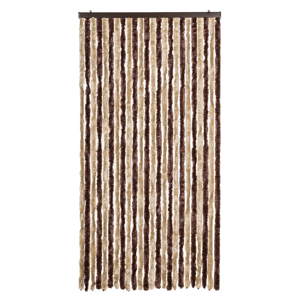 Cortina anti-insetos 100x230 cm chenille bege e castanho-claro