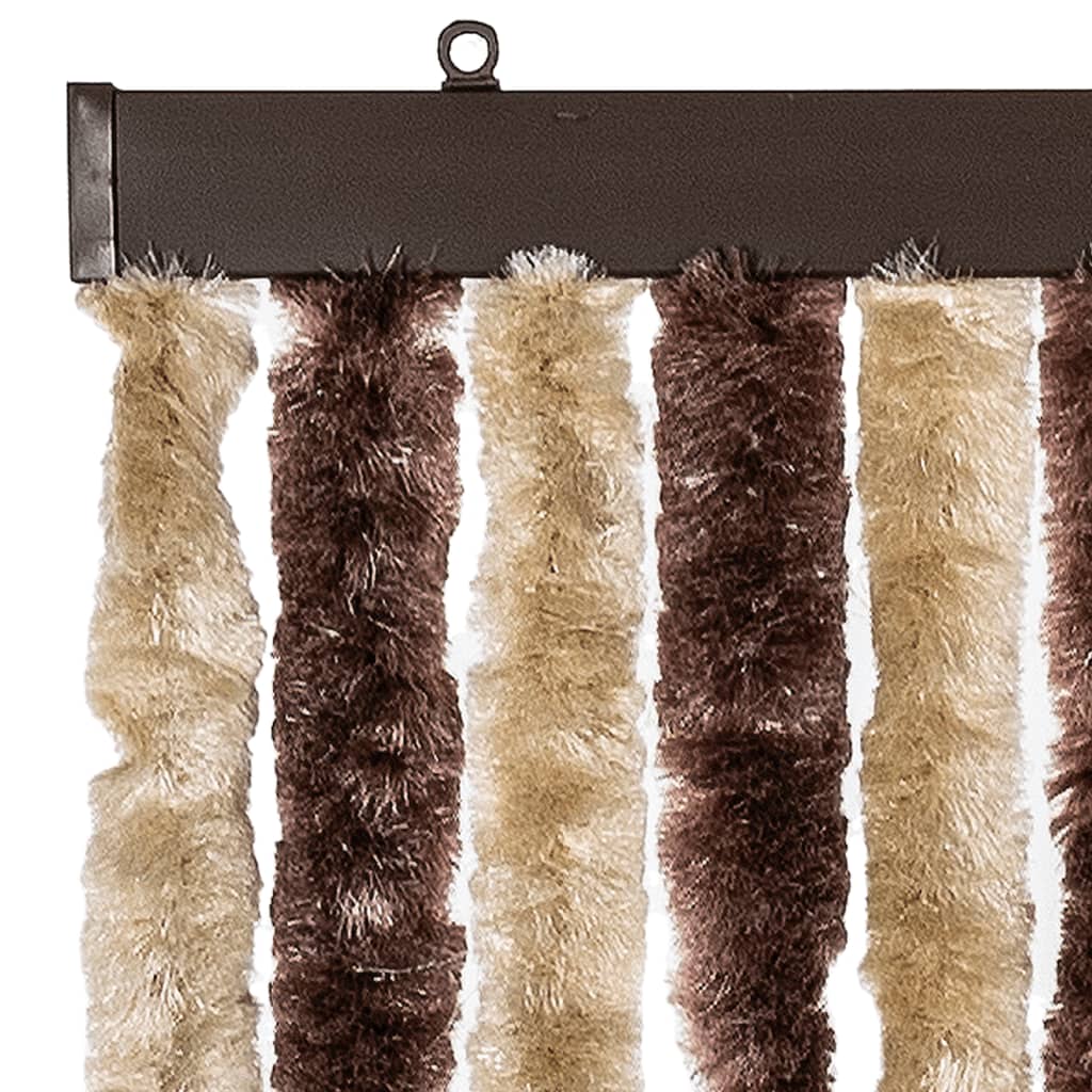 Cortina anti-insetos 100x230 cm chenille bege e castanho-claro