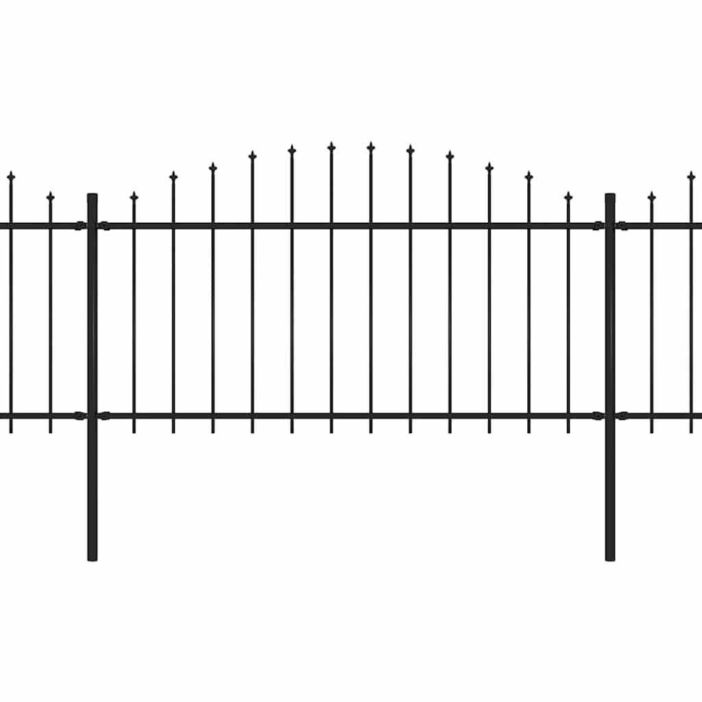 Cerca de jardim com topo em forma de lança em aço 1506x150 cm, preta