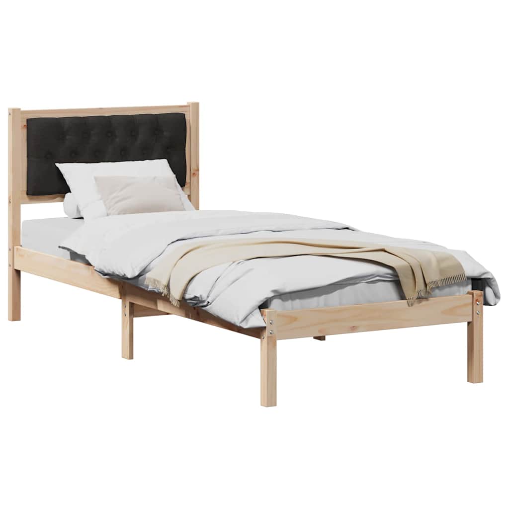 Estrutura da cama preto 75 x 190 cm madeira de pinheiro sólida