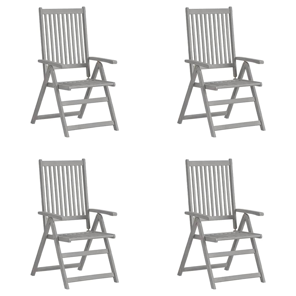 Cadeiras jardim reclináveis 4 pcs madeira acácia maciça cinza