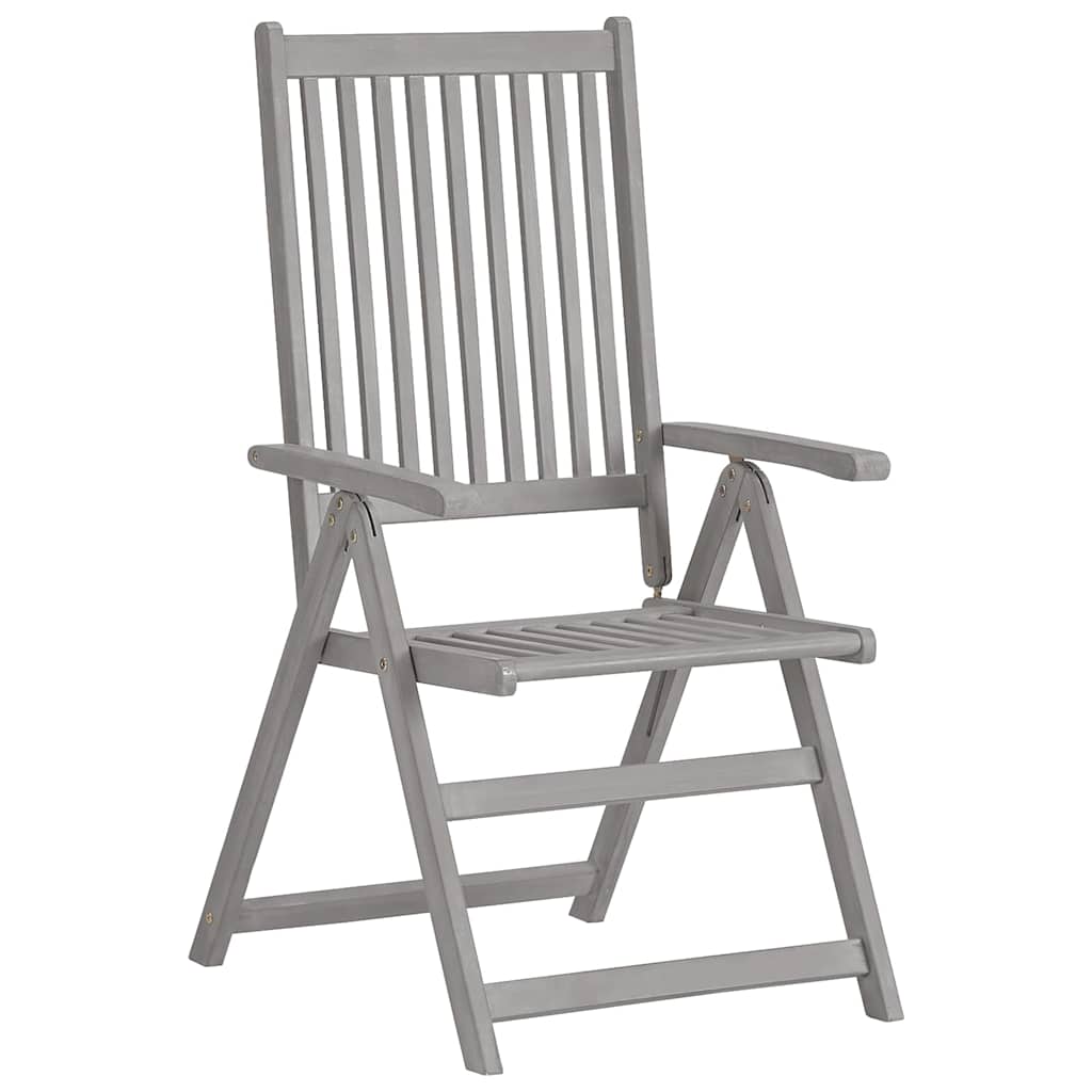Cadeiras jardim reclináveis 4 pcs madeira acácia maciça cinza