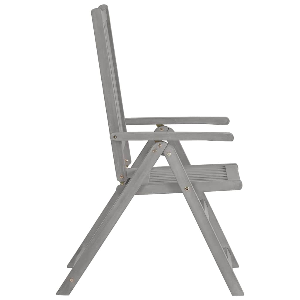 Cadeiras jardim reclináveis 4 pcs madeira acácia maciça cinza
