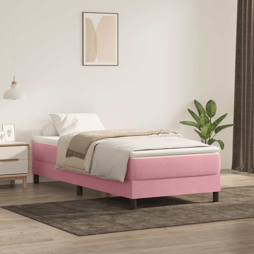 Cama com molas sem colchão 80x220 cm veludo rosa