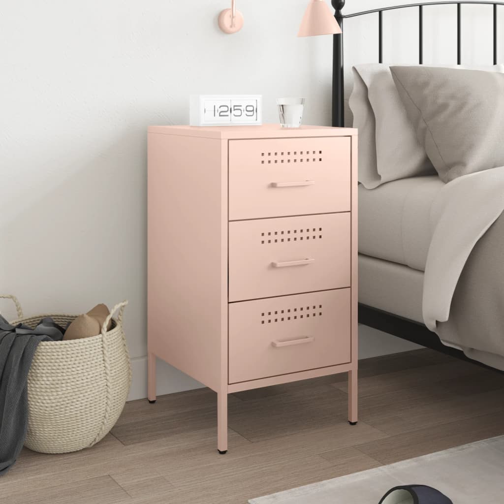 Mesa de cabeceira 36x39x68 cm aço rosa