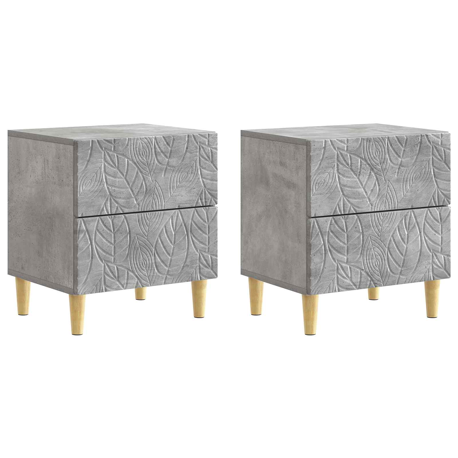 Mesa-de-cabeceira 2 unid. cinzento cimento 43 x 34,5 x 48 cm