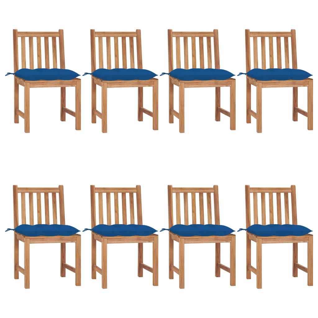 Cadeiras de jardim 8 pcs c/ almofadões madeira de teca maciça