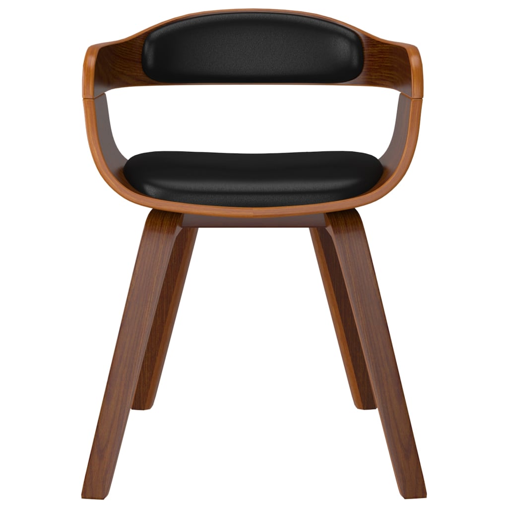 Cadeira de jantar 2pcs madeira curvada e couro artificial preto