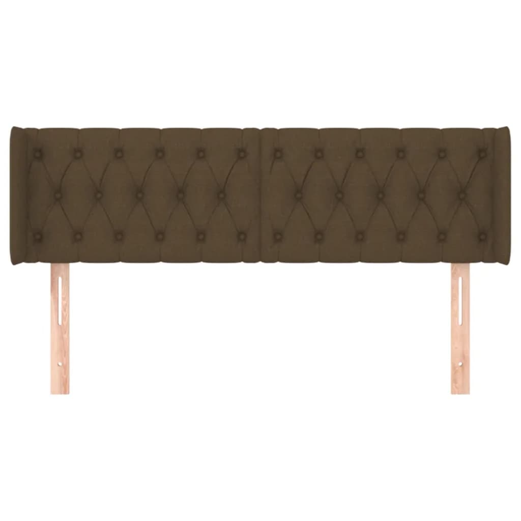 Cabeceira de cama c/ abas tecido 163x16x78/88cm castanho-escuro