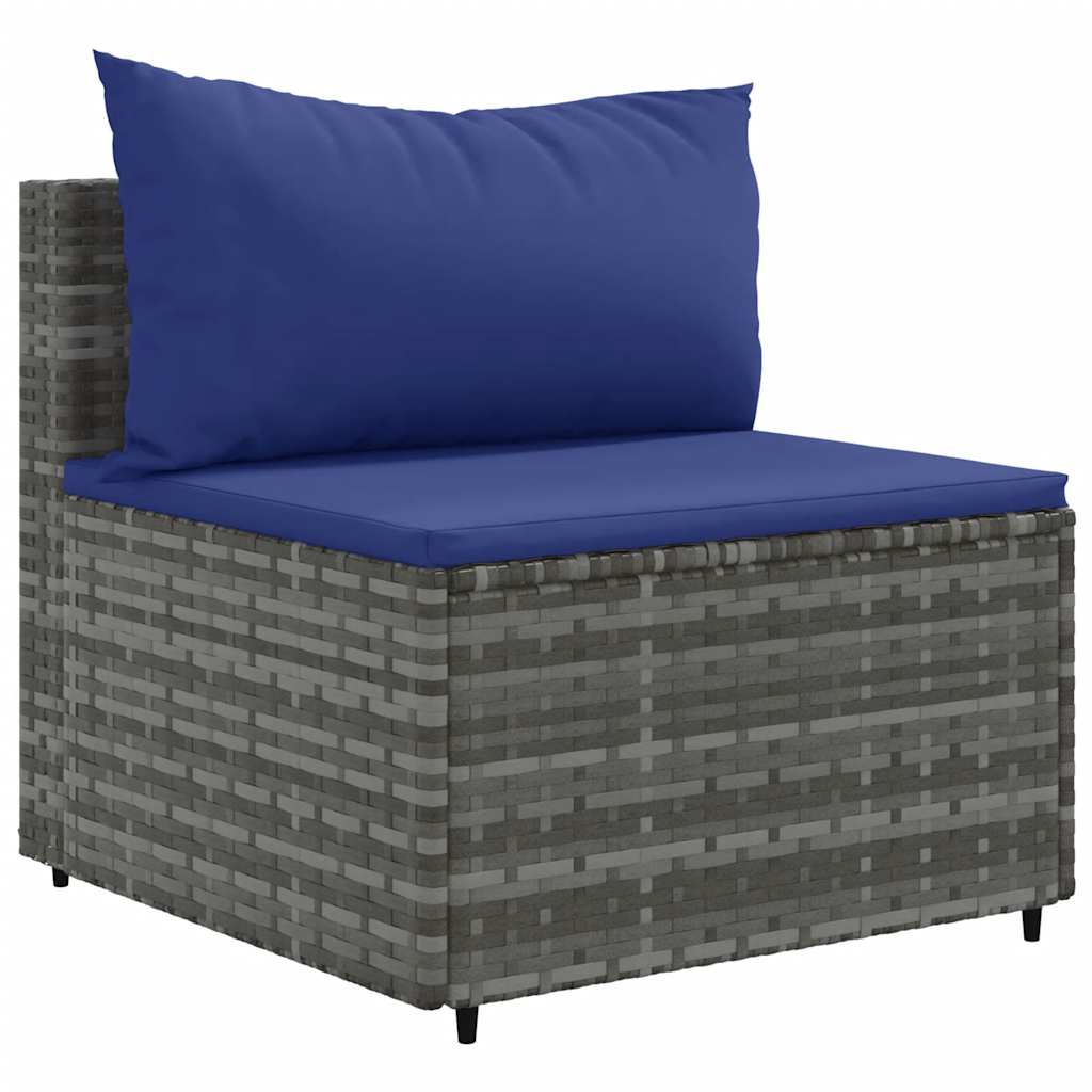 8 Pcs conjunto lounge de jardim c/ almofadões vime PE cinzento