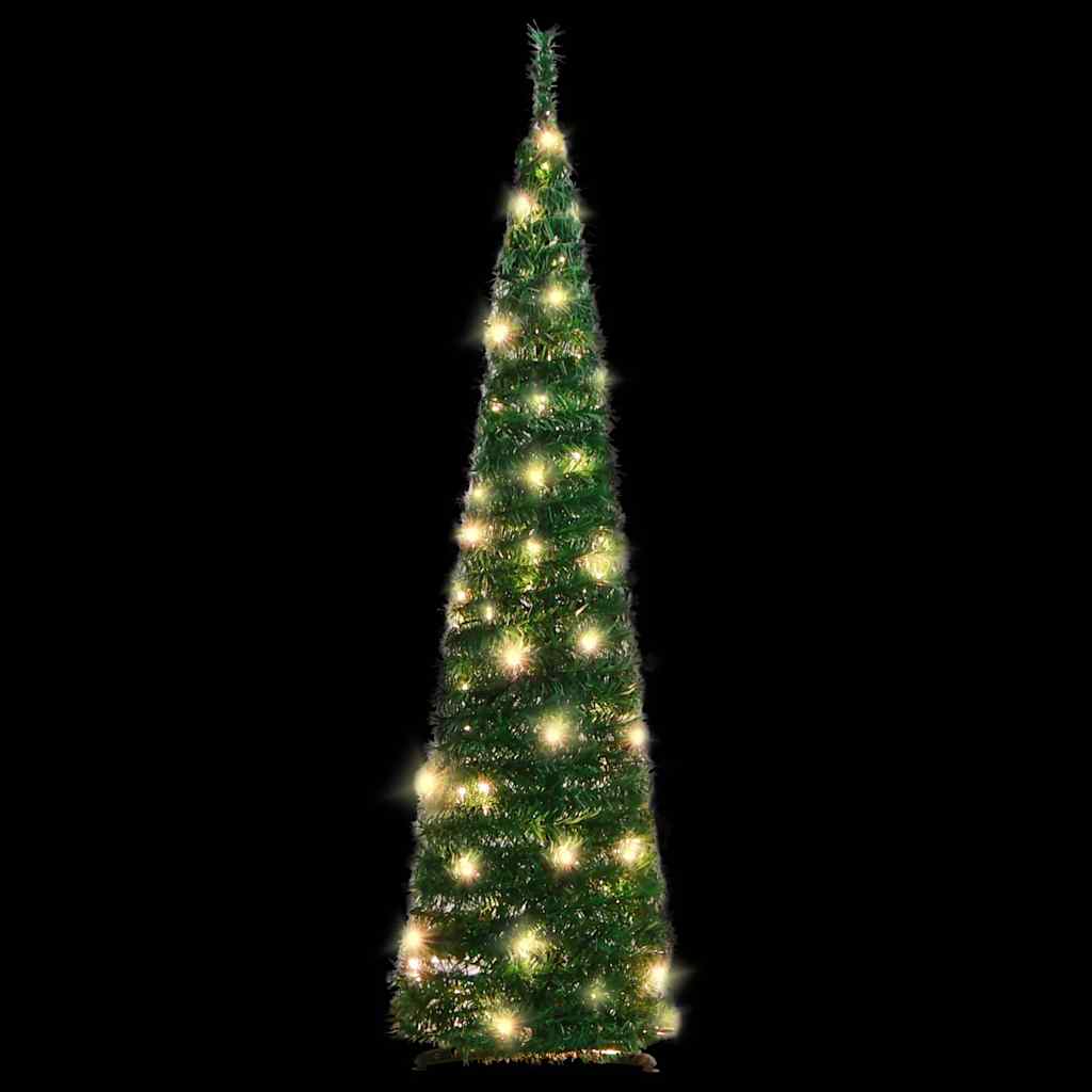 Árvore de natal artificial pop-up c/ 50 luzes LED 120 cm verde