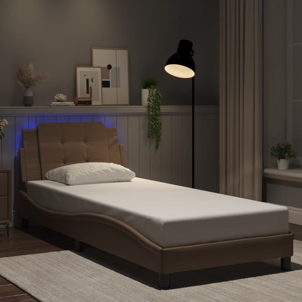 Estrutura de cama com LED sem colchão zadar 90x190 cm cappuccino