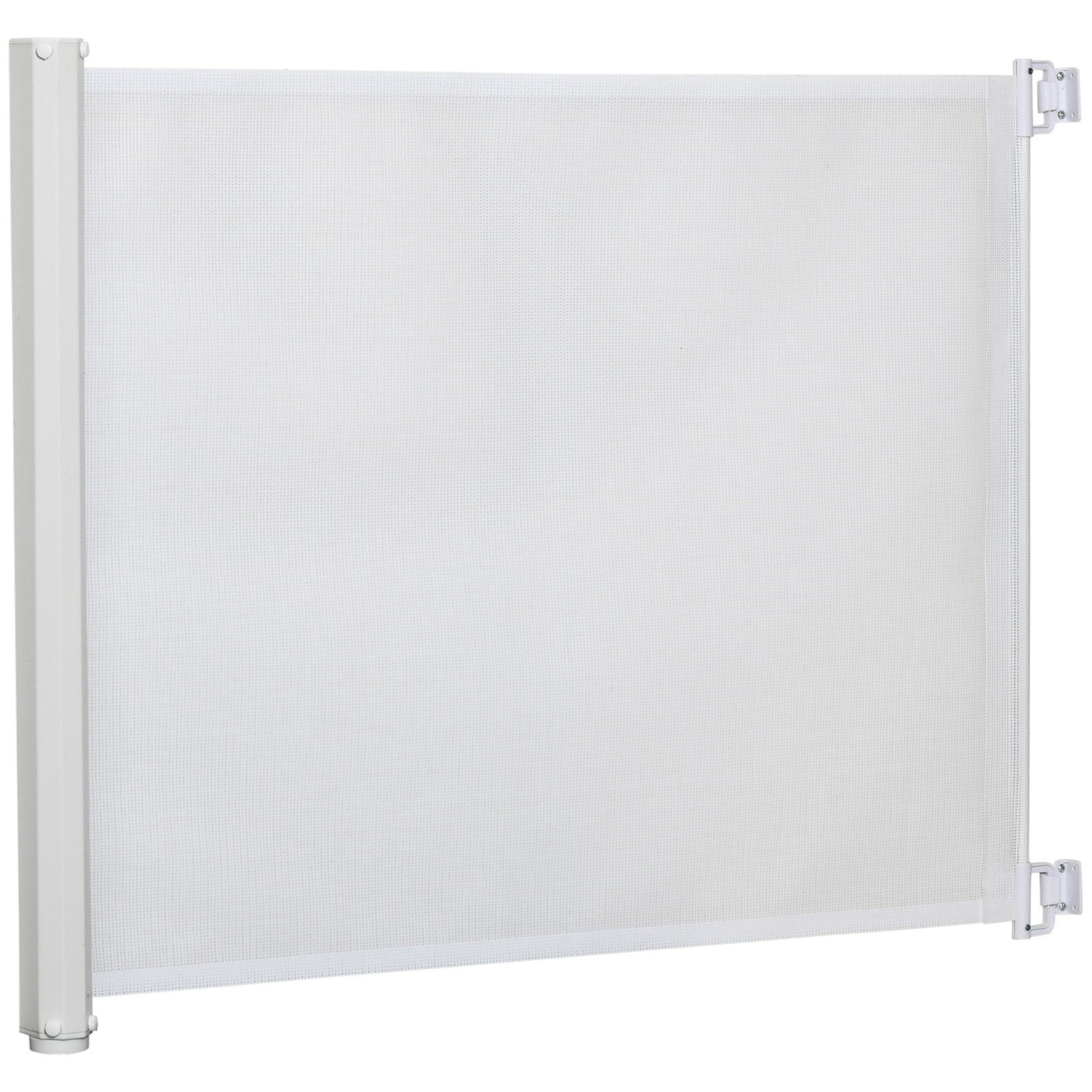 Barrera para Cães Retrátil Dobrável com Largura Ajustável 5,5-115 cm com Função de Enrolamento Automático Branco
