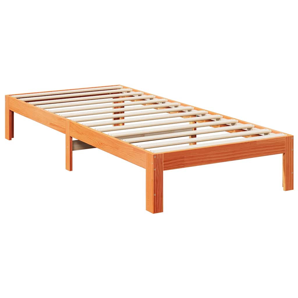 Cama sem colchão 80x200 cm pinho maciço castanho-mel