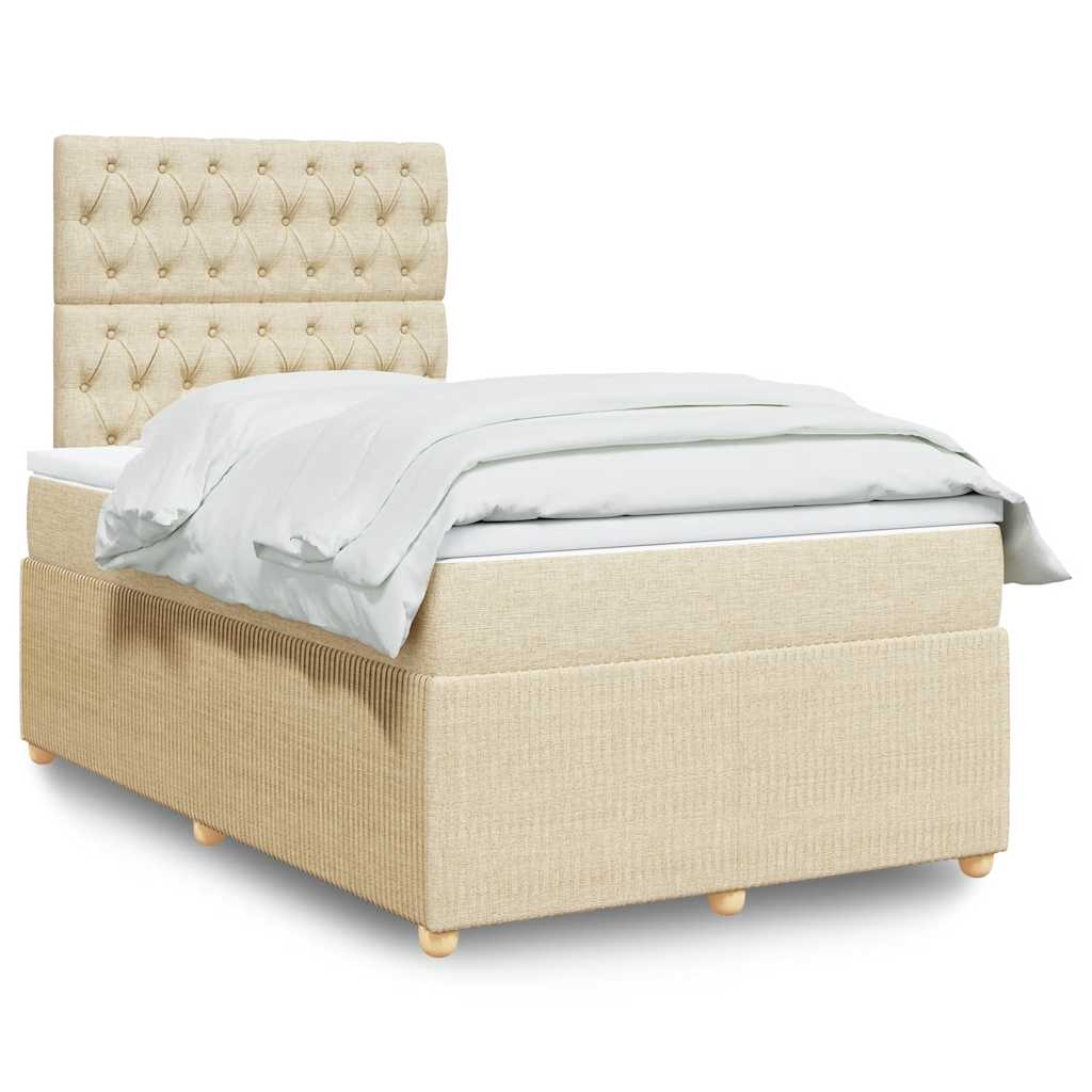 Cama boxspring com colchão 120x190 cm tecido cor creme