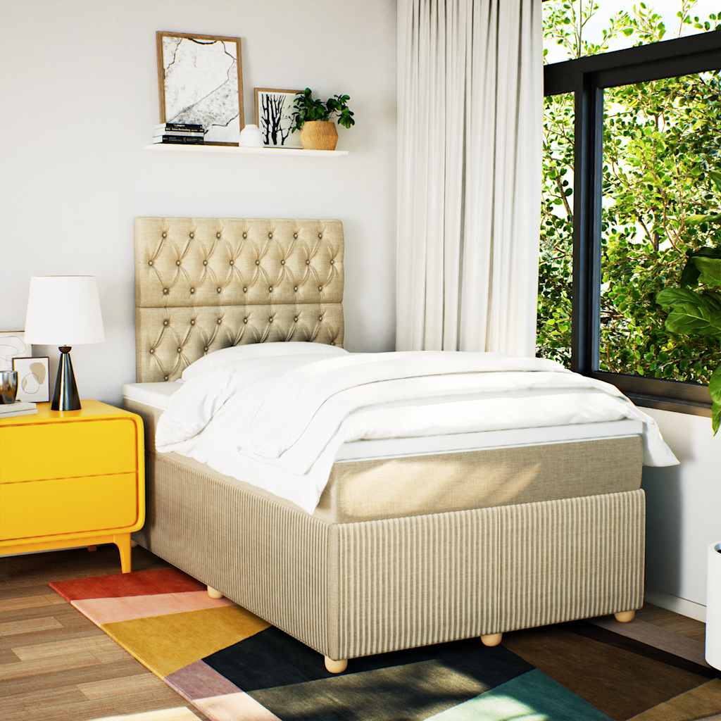 Cama boxspring com colchão 120x190 cm tecido cor creme