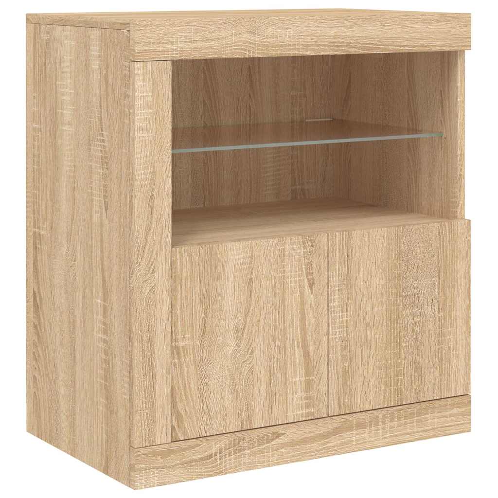 Aparador com luzes LED 60,5x37x67 cm carvalho sonoma
