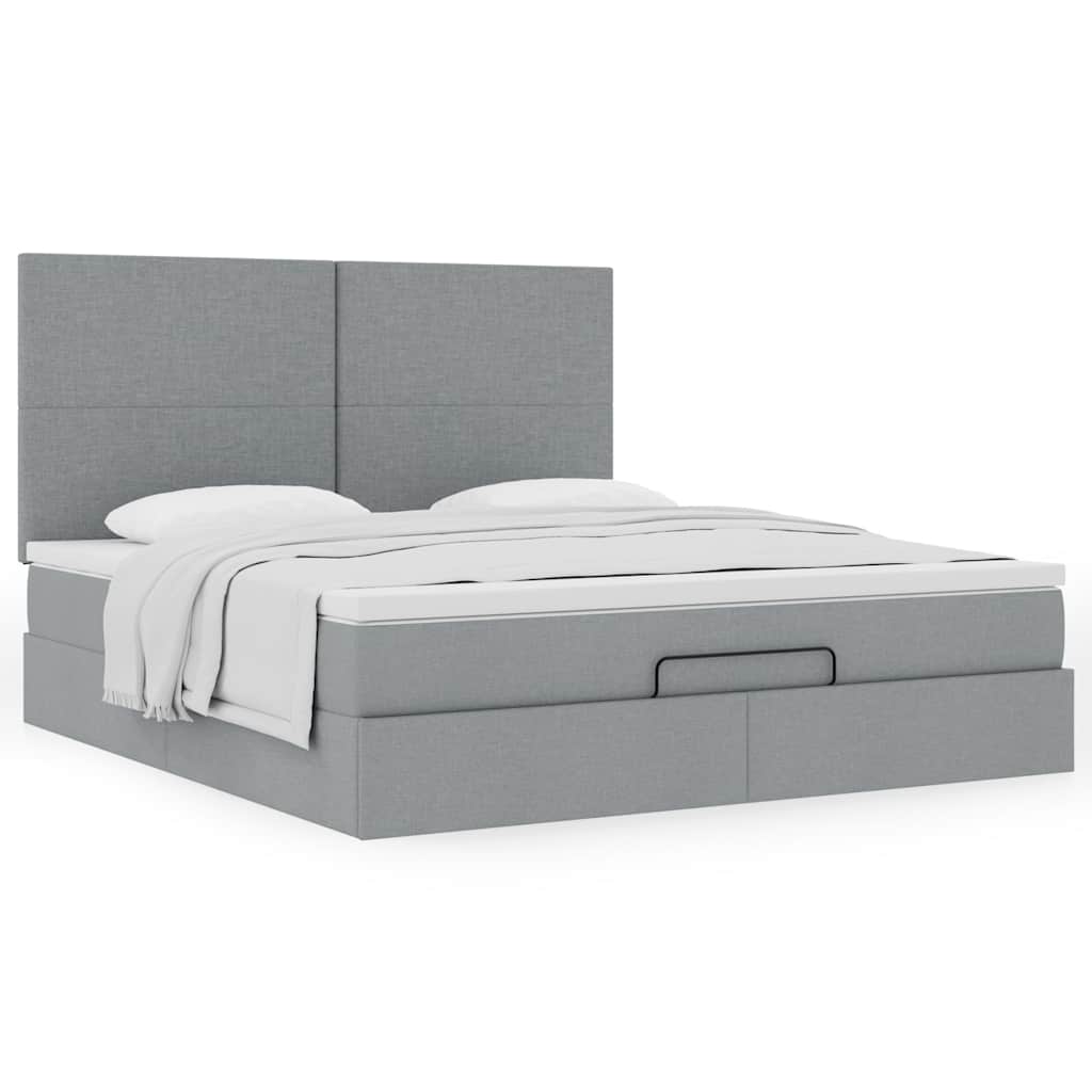 Estrutura de cama otomana com colchão 180x200 cm cinzento claro
