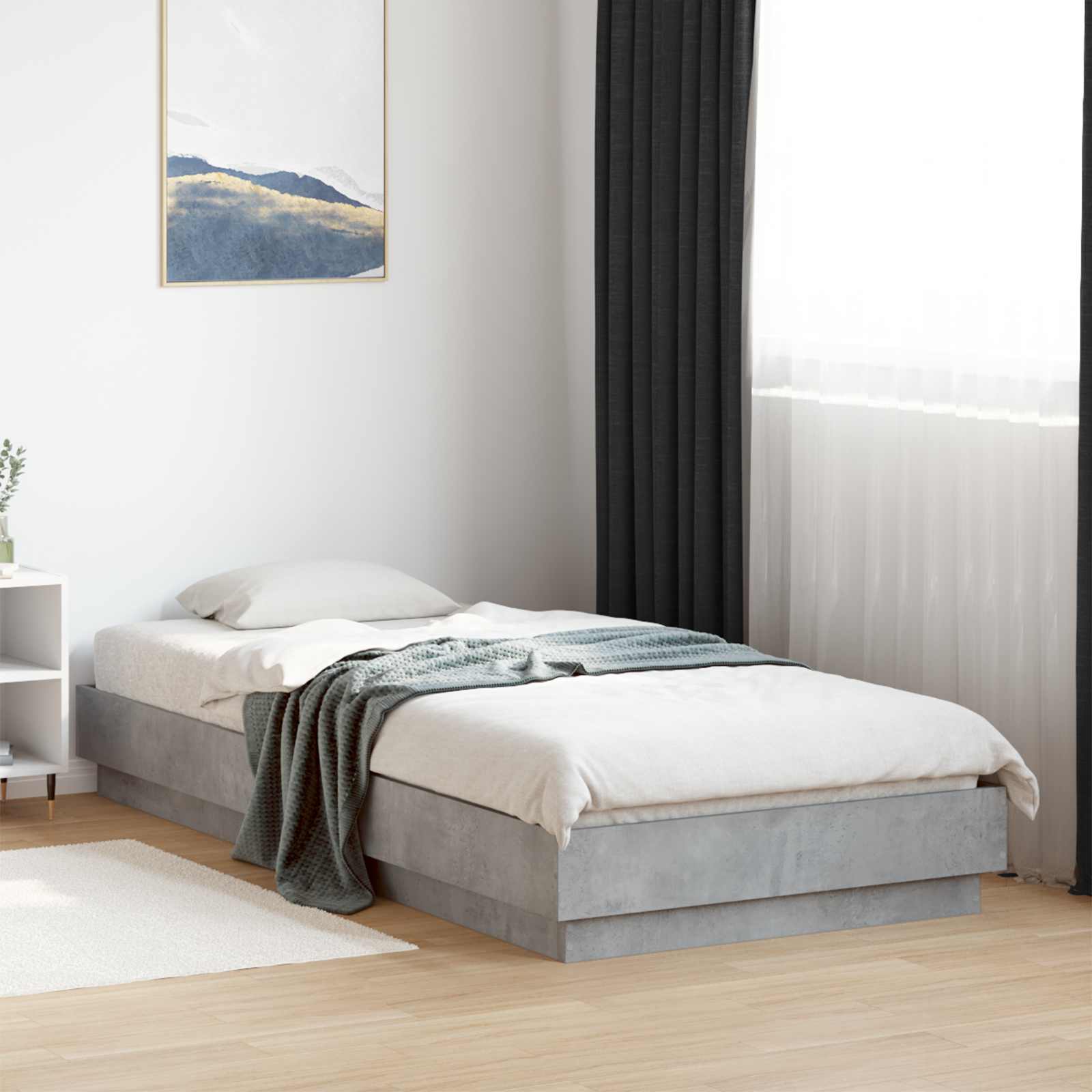 Estrado de cama cinzento cimento 80 x 200 cm