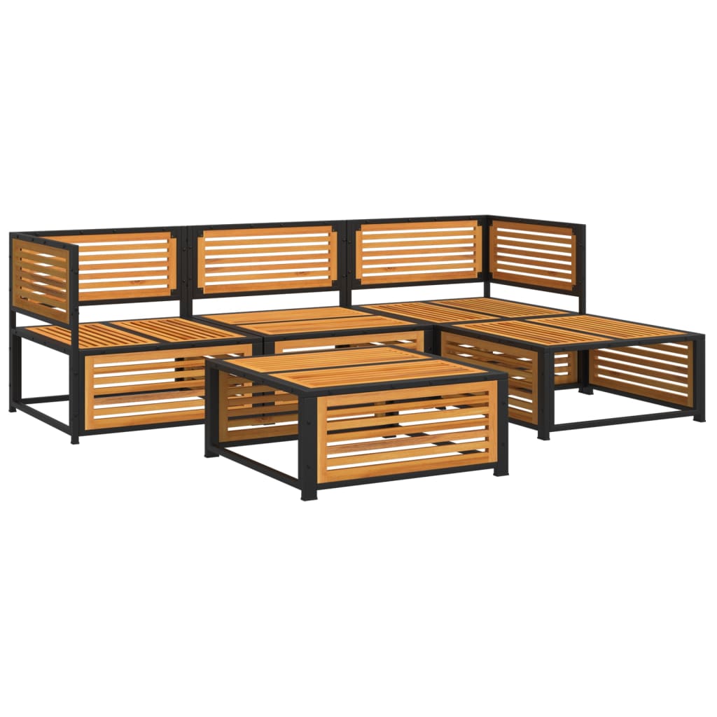 5 Pcs conjunto de sofás de jardim com almofadões acácia maciça
