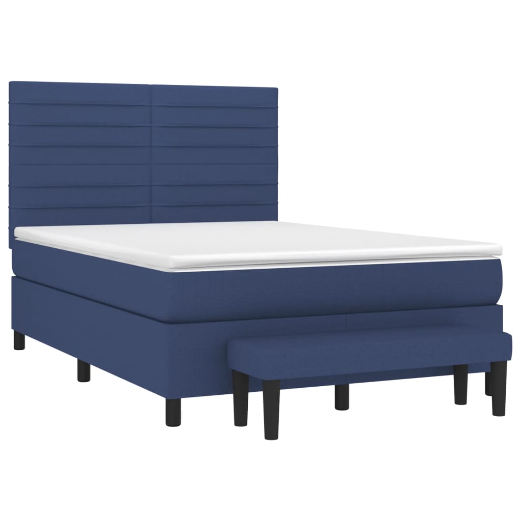 Cama com molas/colchão 140x190 cm tecido azul