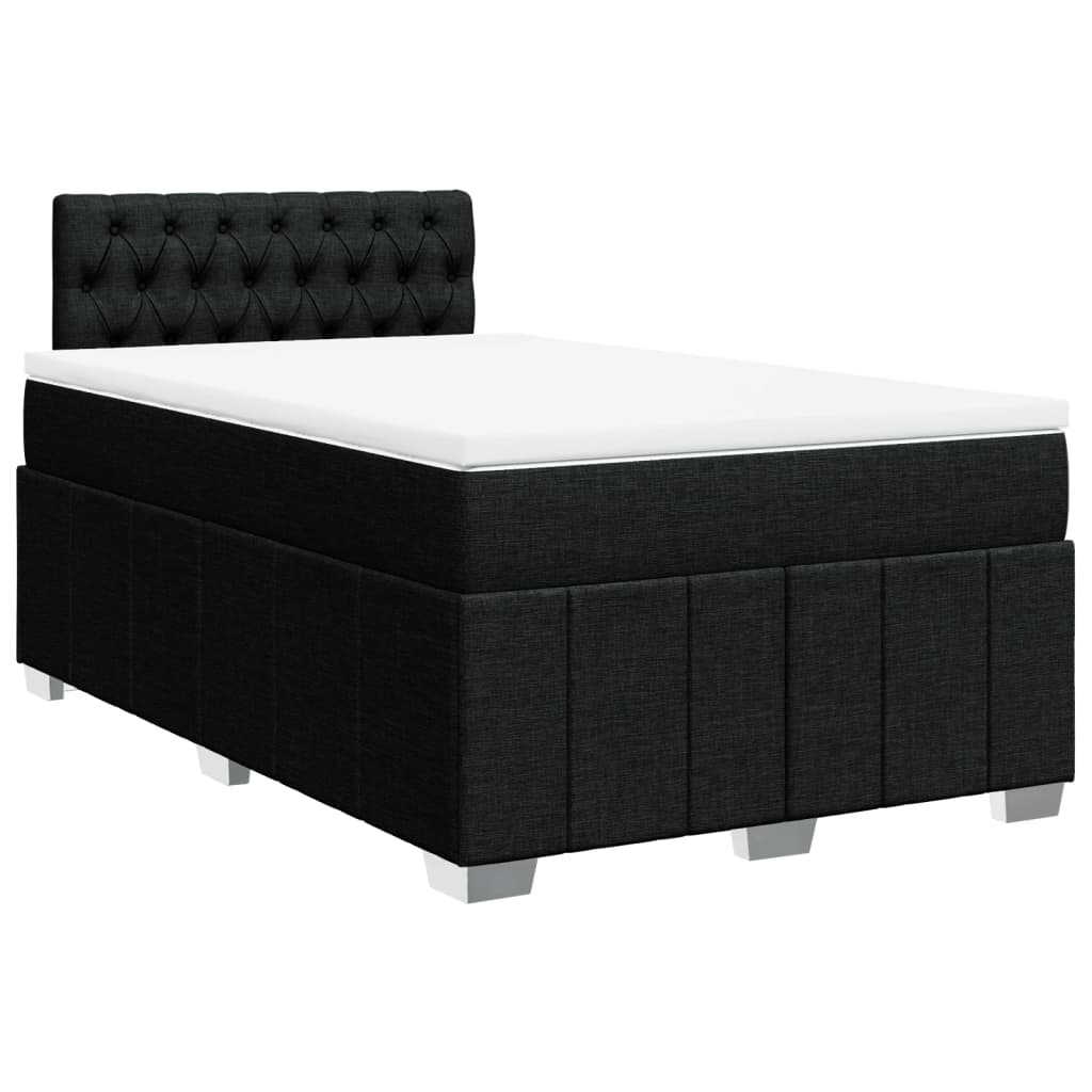 Cama boxspring com colchão 120x190 cm tecido preto