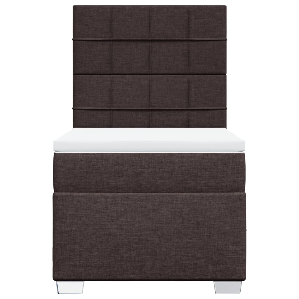 Cama com molas/colchão 100x200 cm tecido castanho-escuro