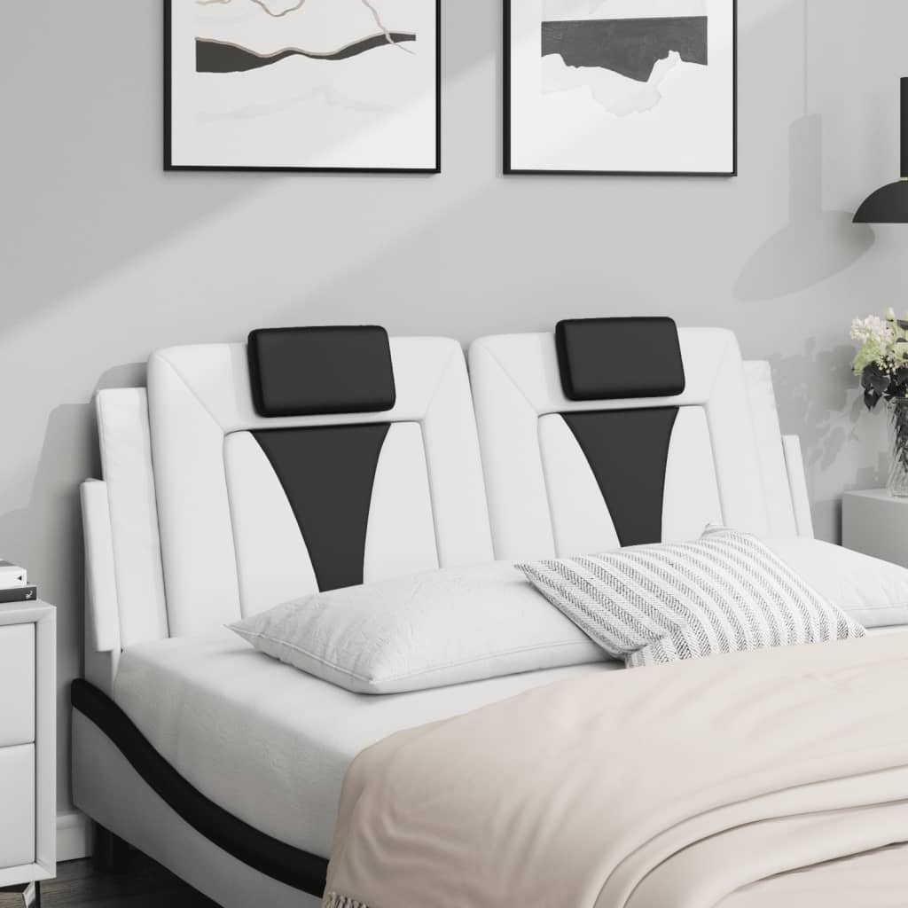 Almofadão de cabeceira viana 140 cm couro artificial branco e preto