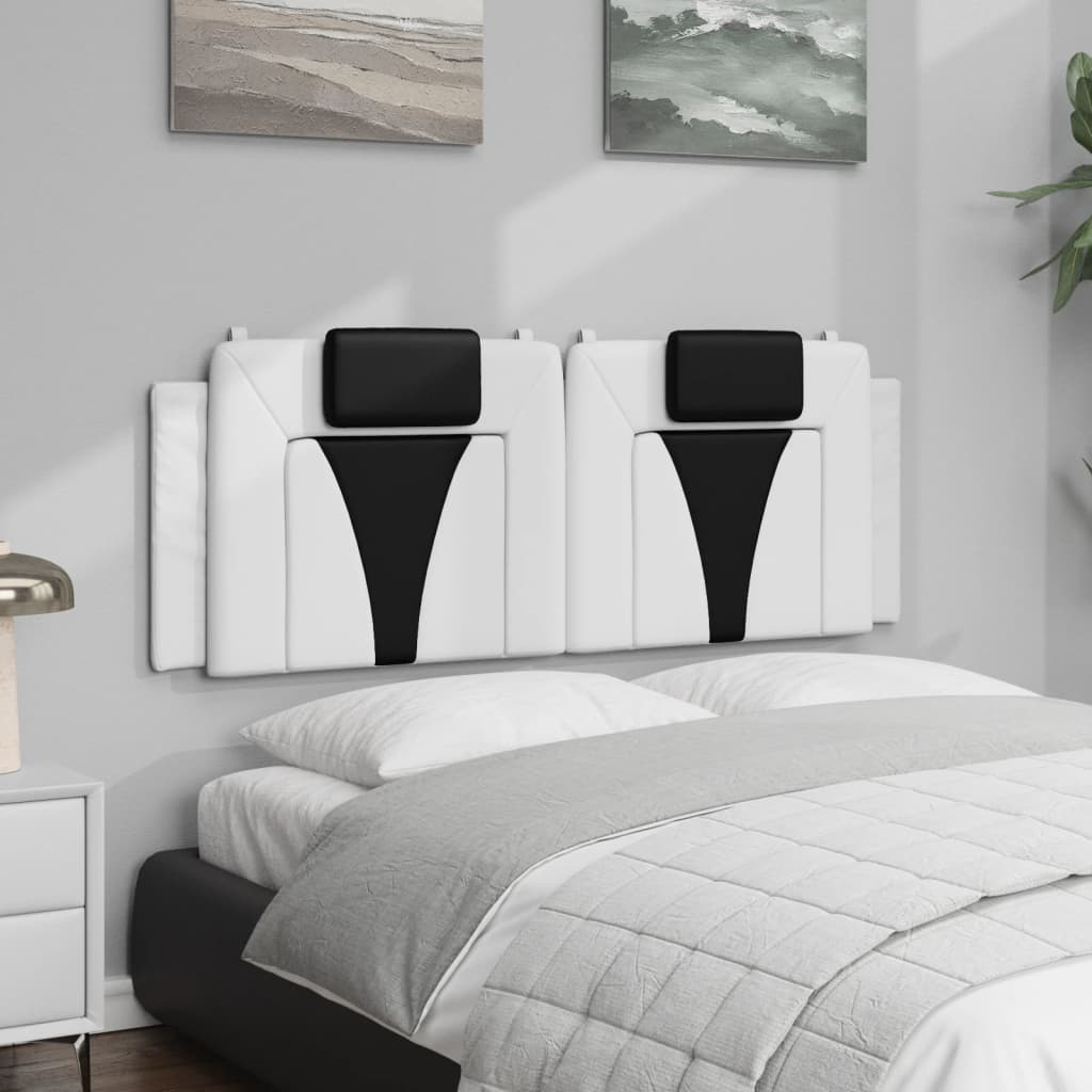 Almofadão de cabeceira viana 140 cm couro artificial branco e preto