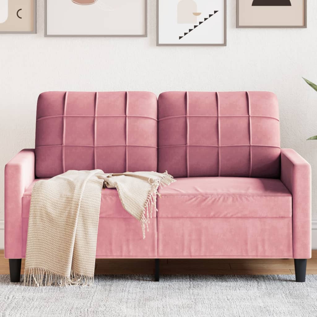 Sofá de 2 lugares veludo 120 cm rosa