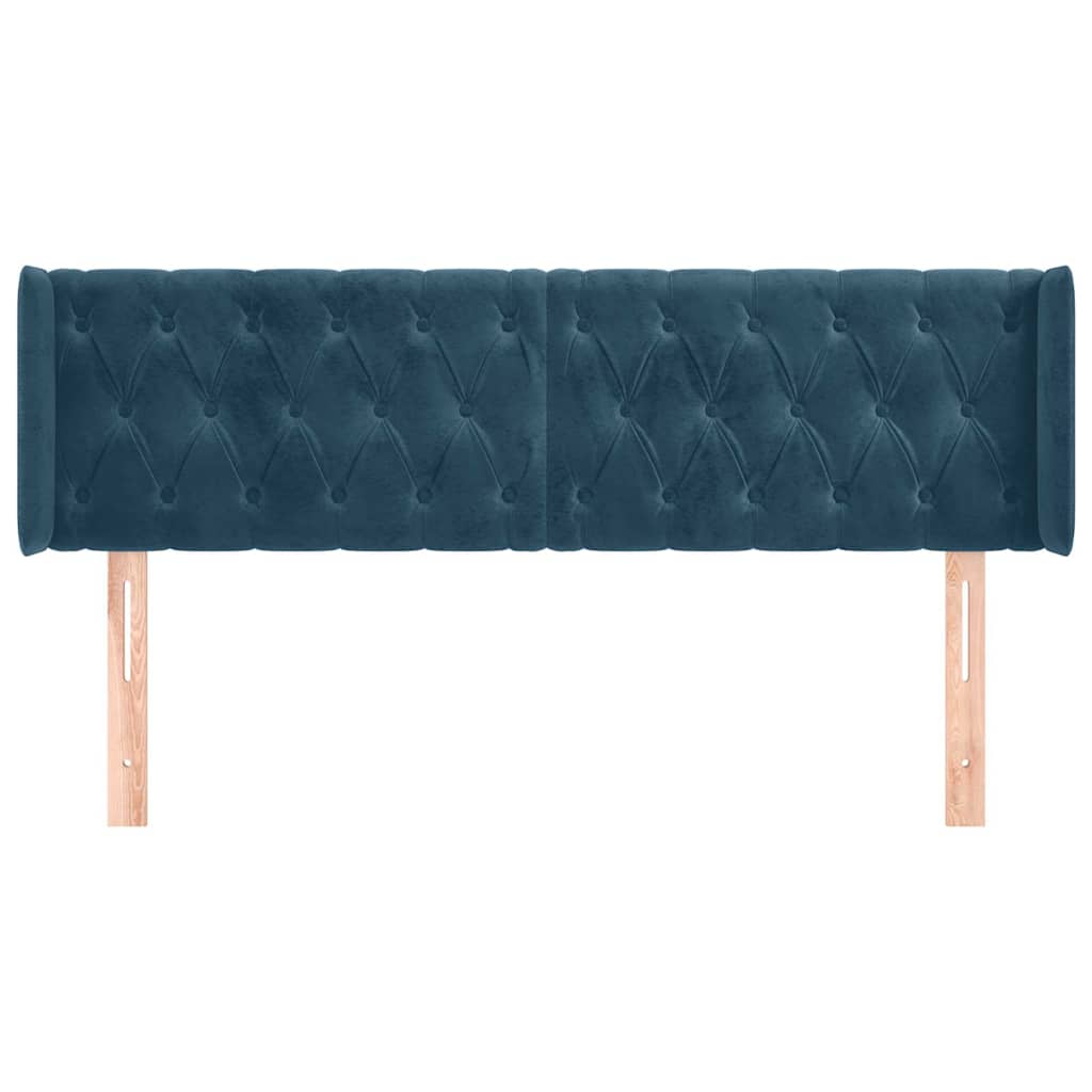 Cabeceira de cama c/ abas tecido 147x16x78/88cm azul-escuro