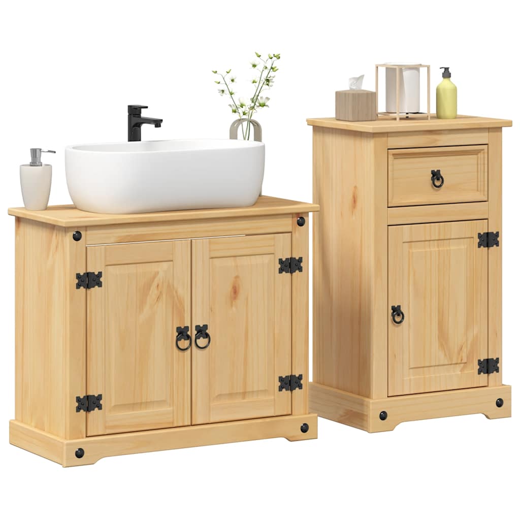 2 Pcs conj. de móveis p/ casa de banho corona pinho maciço