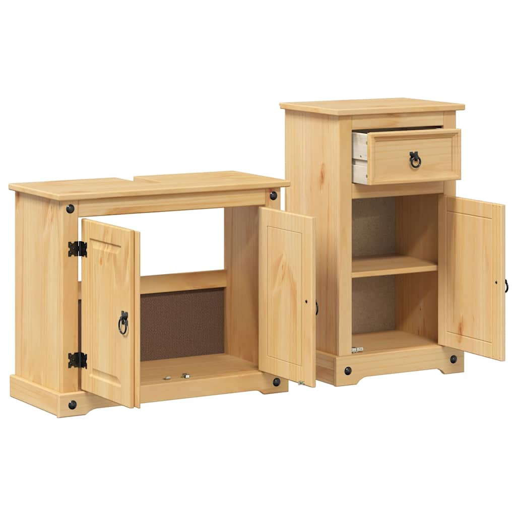 2 Pcs conj. de móveis p/ casa de banho corona pinho maciço