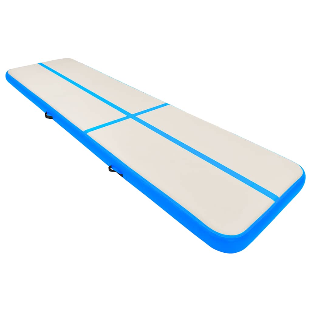 Colchão de ginástica insuflável c/ bomba 800x100x20 cm PVC azul