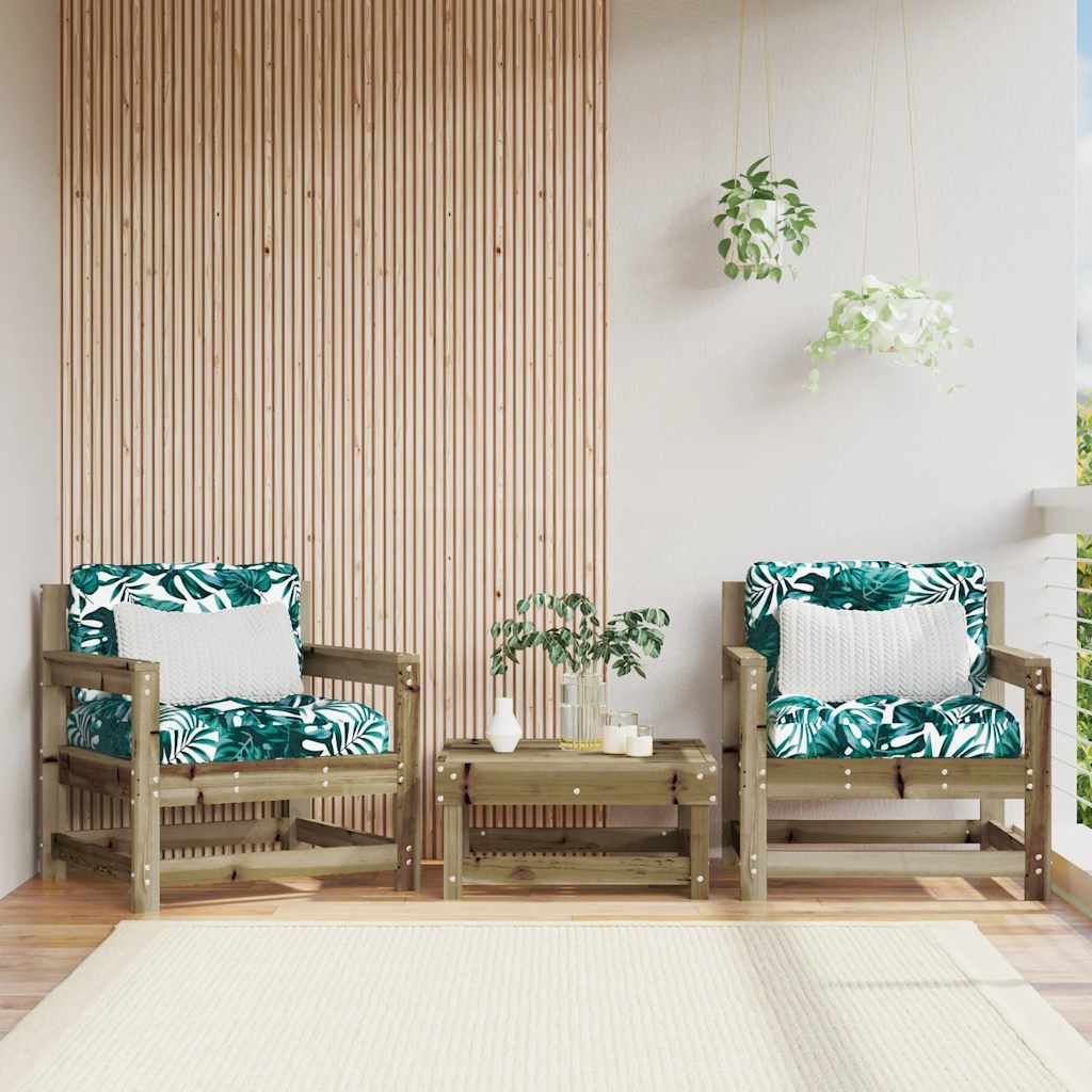 Cadeiras de jardim c/ almofadões 2 pcs pinho impregnado