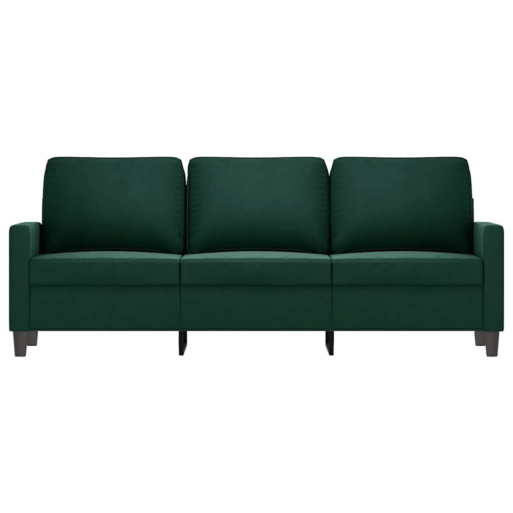 Sofá de 3 lugares 180 cm veludo verde-escuro