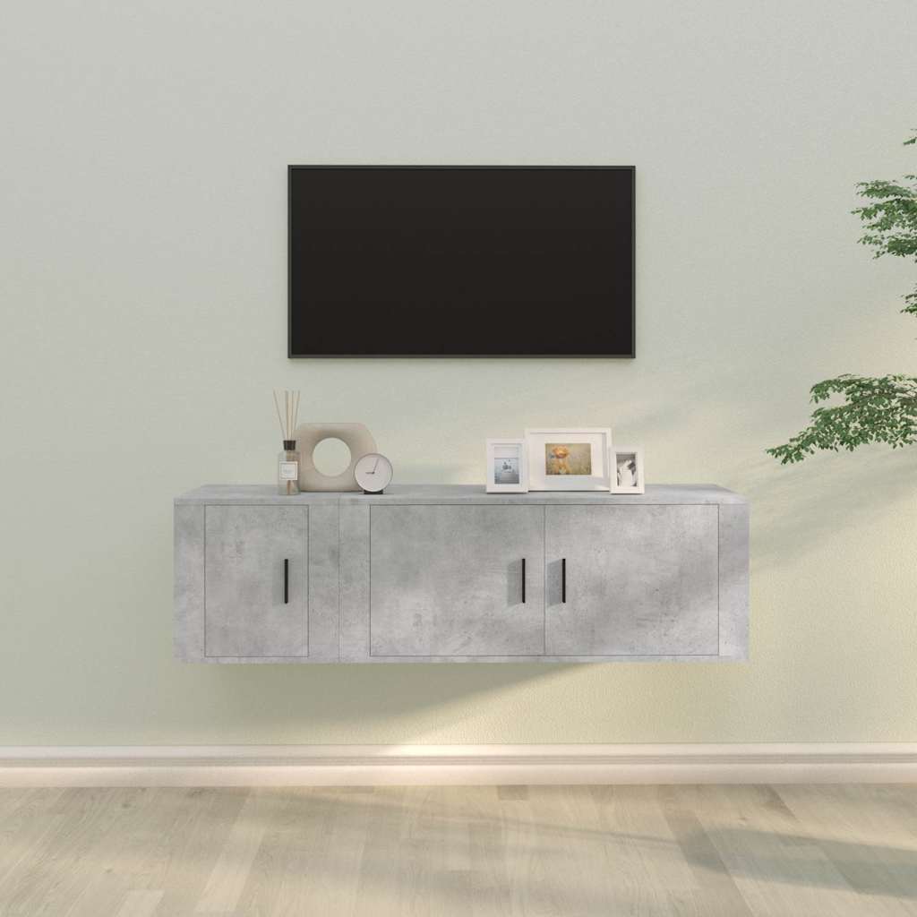 2 Pcs conjunto móveis de TV derivados de madeira cinza cimento