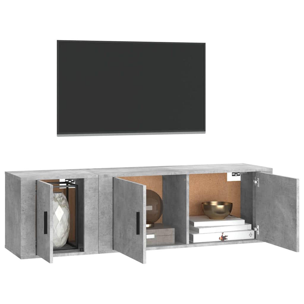 2 Pcs conjunto móveis de TV derivados de madeira cinza cimento