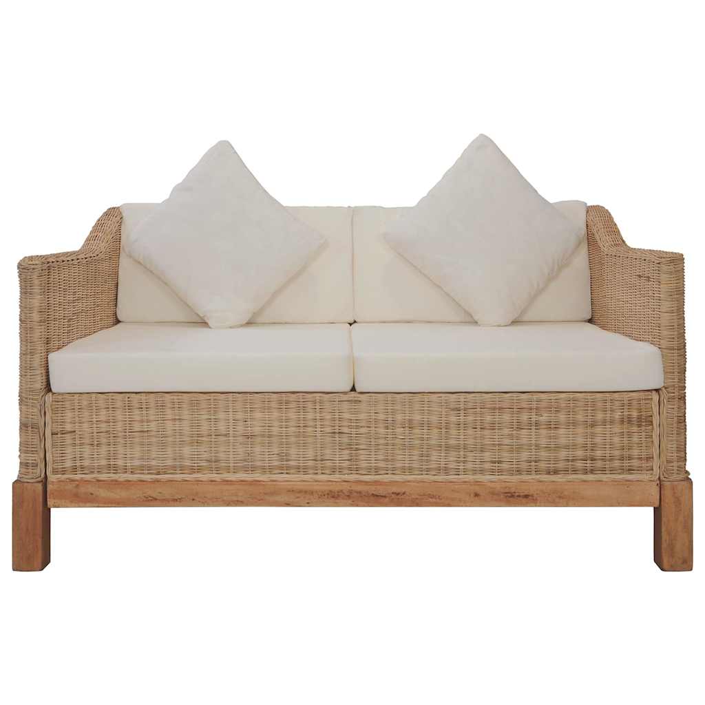 2 Pcs conjunto de sofás com almofadões vime natural