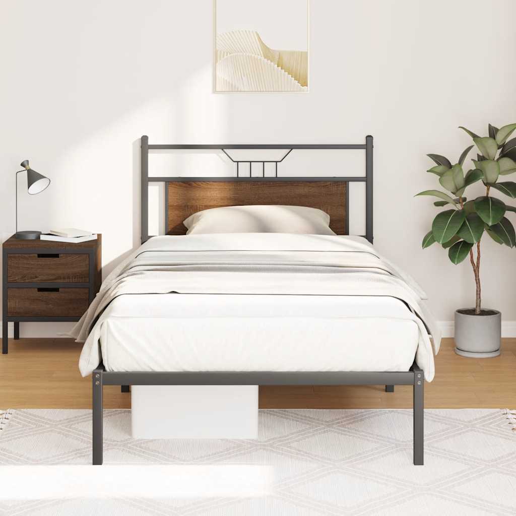 Estrutura cama s/ colchão derivados madeira carvalho castanho