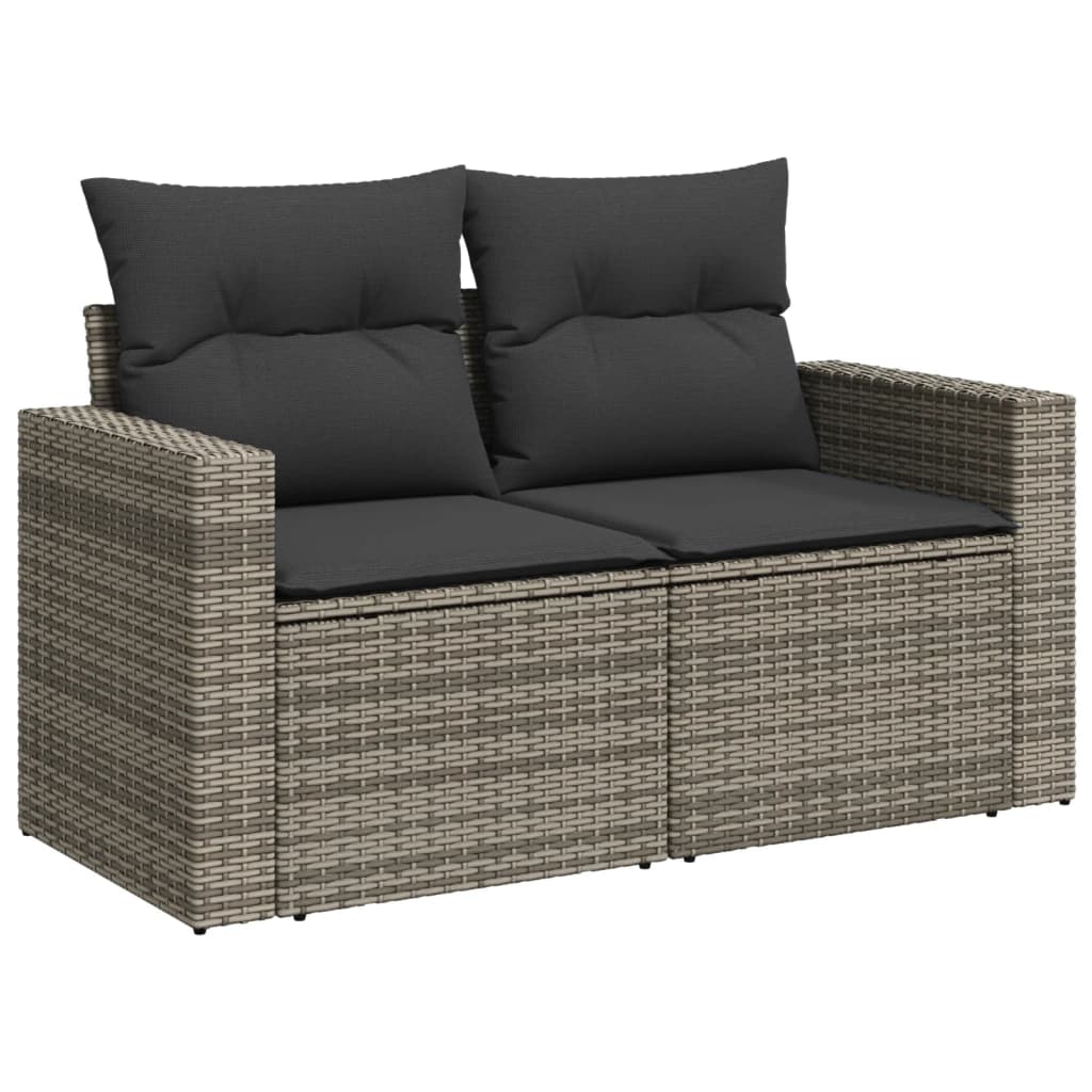 12 Pcs conjunto de sofás jardim c/ almofadões vime PE cinzento