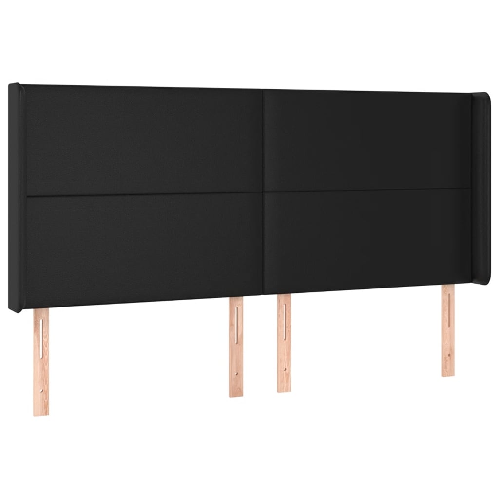 Cabeceira cama c/ LED couro artificial 183x16x118/128 cm preto