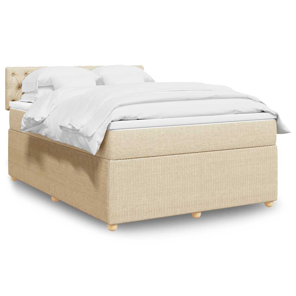 Cama com molas/colchão 160x200 cm tecido cor creme