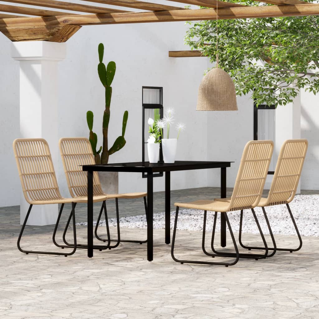 5 Pcs conjunto de jantar para jardim cor de carvalho
