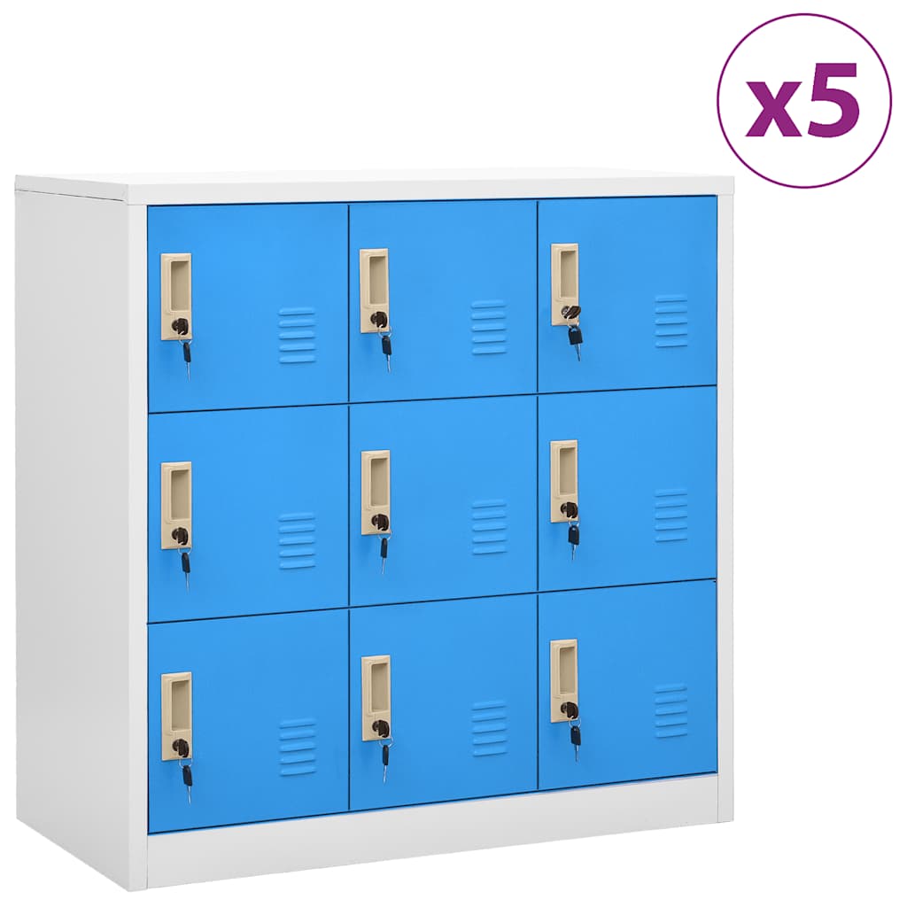 Cacifos 5 pcs 90x45x92,5 cm aço cinzento-claro e azul