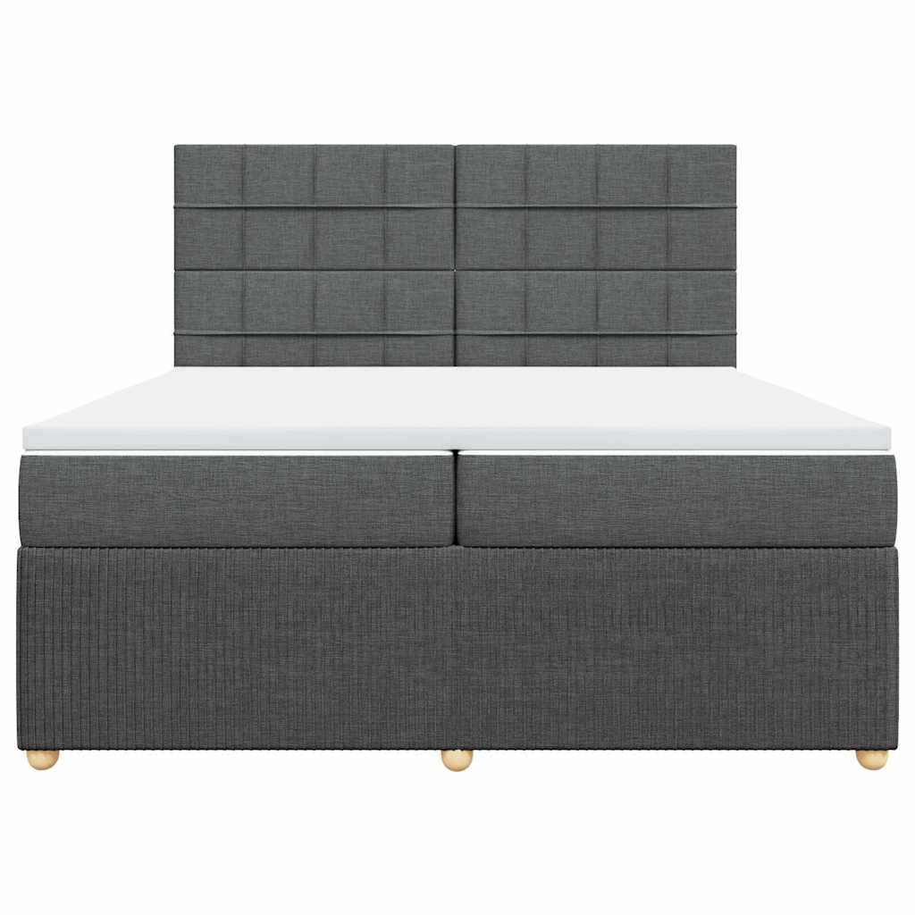 Cama com molas/colchão 200x200 cm tecido cinzento-escuro