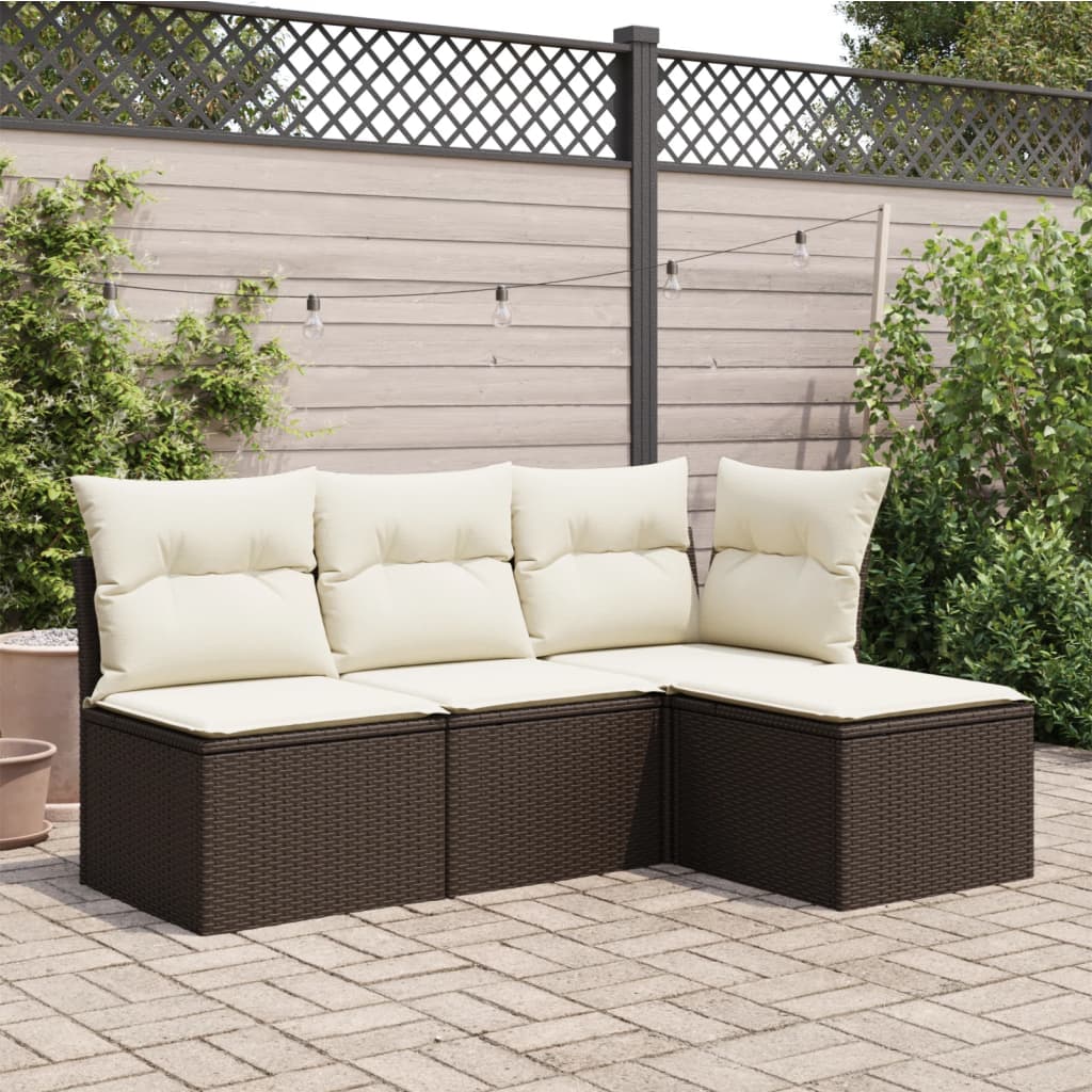 Banco de jardim com almofadão 55x55x37 cm vime PE castanho